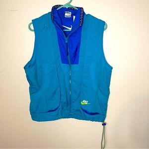Retro Nike 90s Windbreaker Vest Jacket Women’s Size Small Teal Blue Nylon Zip Up